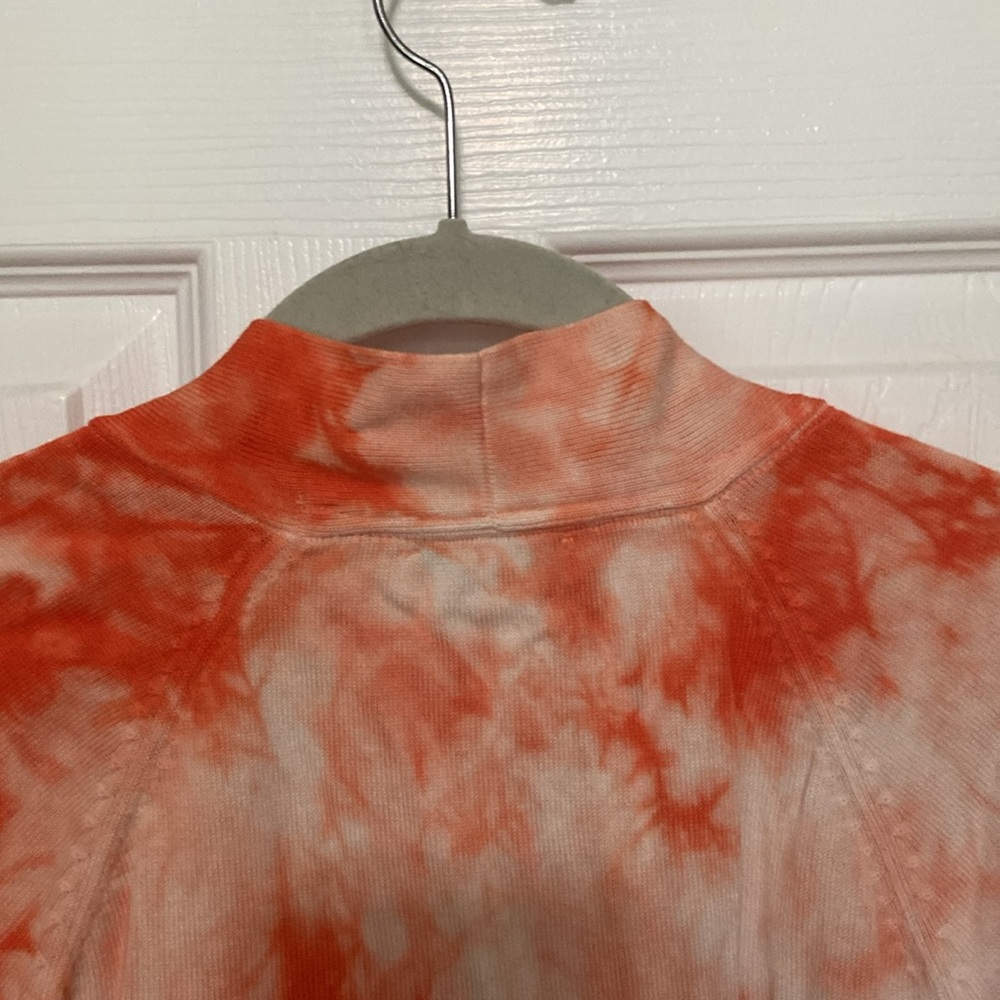 2 Isaac Mizrahi Sweaters - Coral Peplum, Coral Tie Dye Shrug Cardigan - Picture 15 of 16